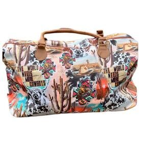 World Needs More Cowboys Western Large Weekender Tote